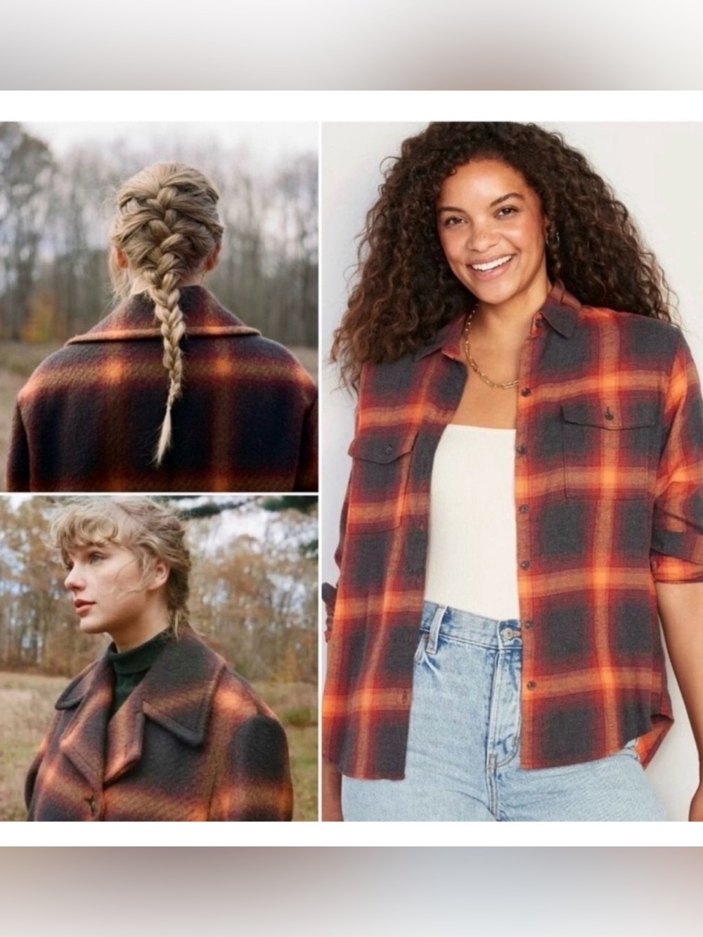 Old Navy “The Boyfriend” Flannel Shirt - Evermore Plaid Orange & Black